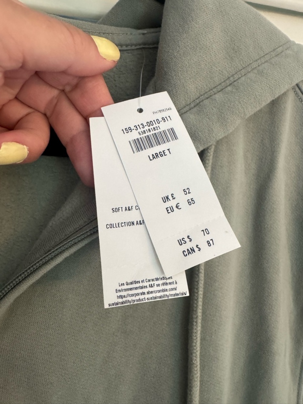 NWT!! Abercrombie & Fitch Hooded Fleece Romper in Light Green - Picture 10 of 13